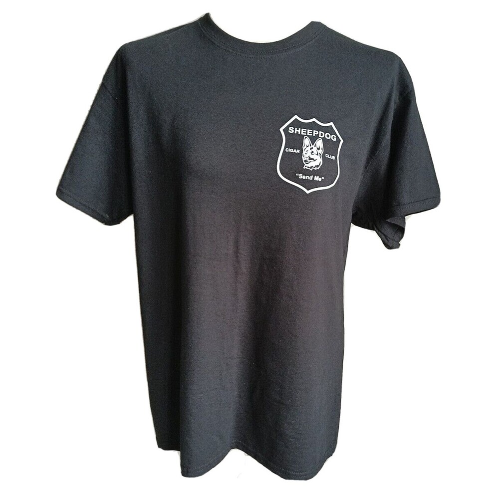 Sheep Dog Cigar Club Gildan T Shirt Black Large Send Me Police EMS Fire Military
